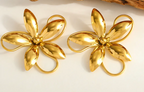 Boucles d'oreille florales acier inoxydable dore - Studio J