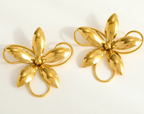Boucles d'oreille florales acier inoxydable dore - Studio J